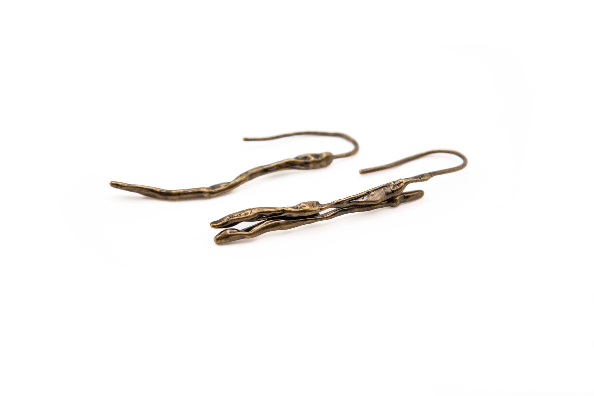 ANIME, pendant hand-carved 24K gold-plated brass earrings
