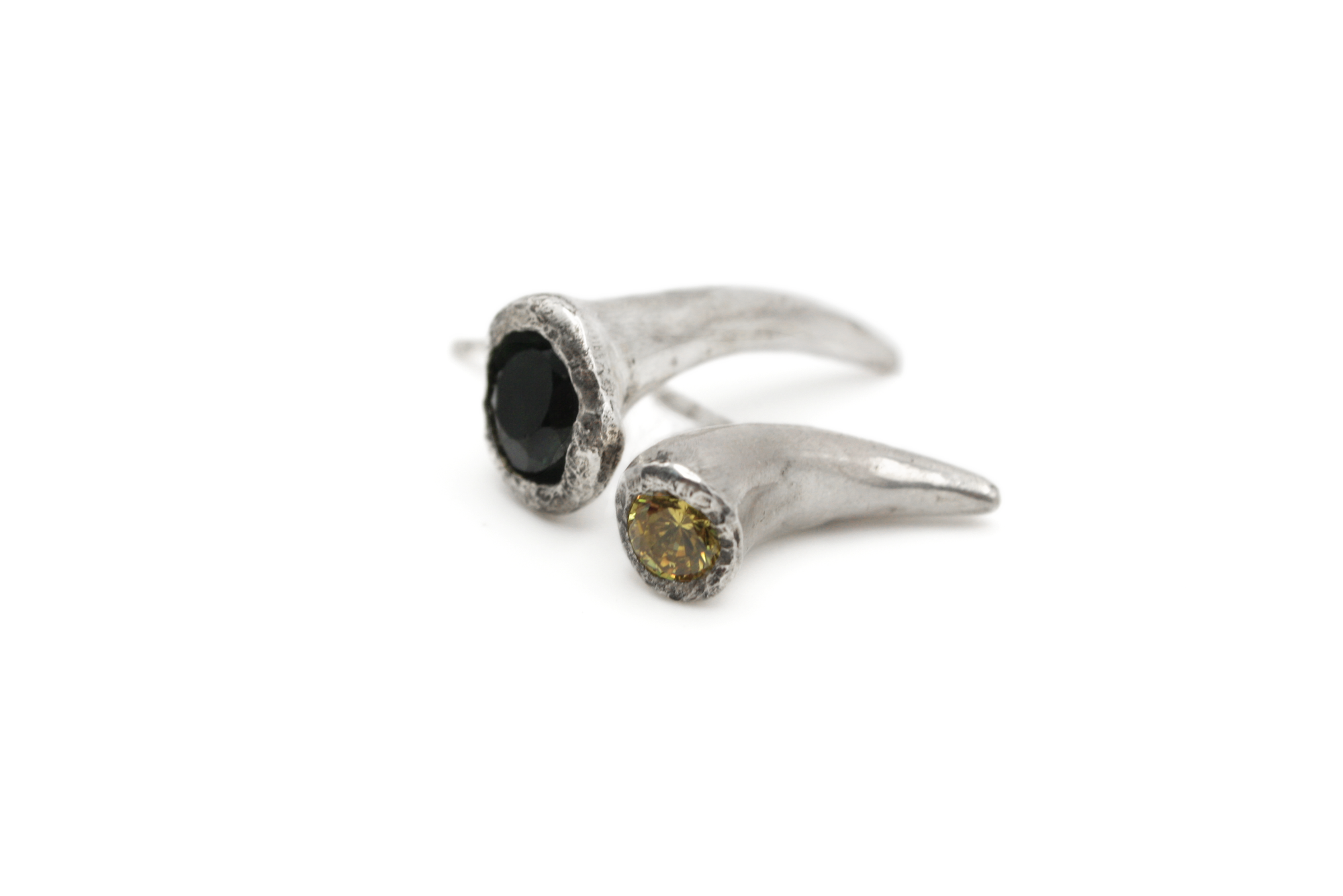 FANGS hand-carved 925 sterling silver earrings with bold design