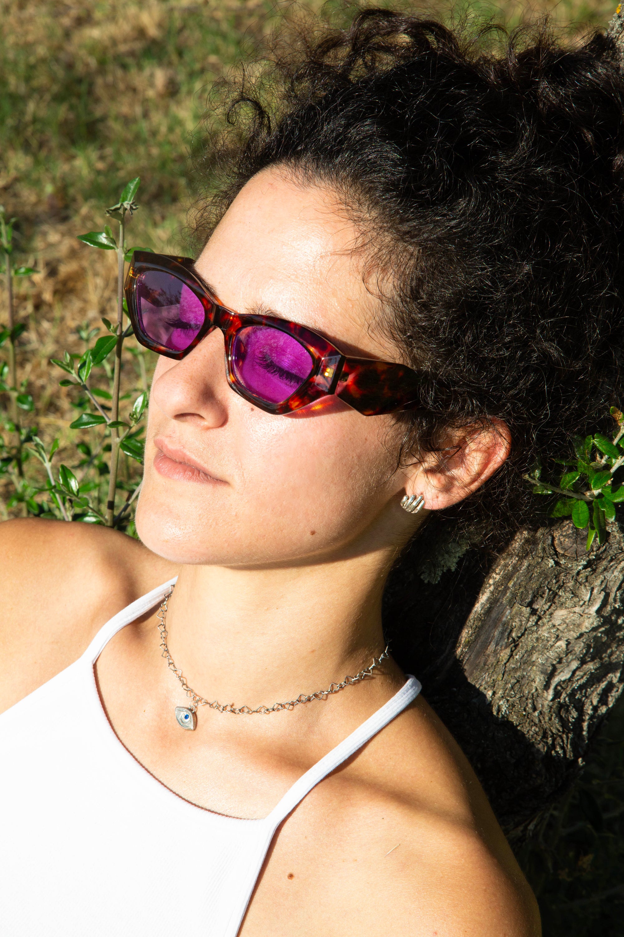 CUPID'S EYE handmade sterling silver choker with sand casting and oxidated finish