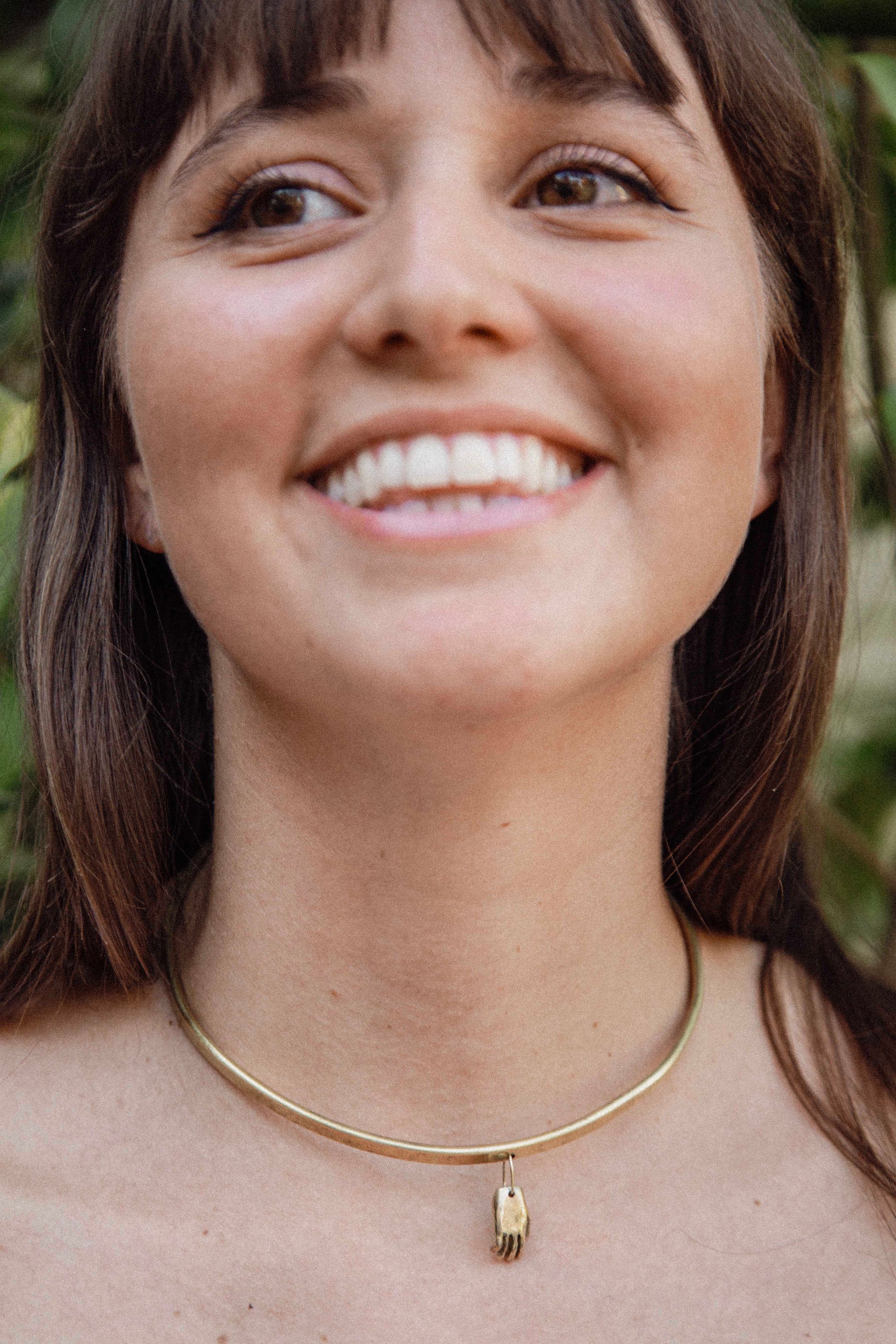 MEO hand-carved 24K gold-plated brass necklace