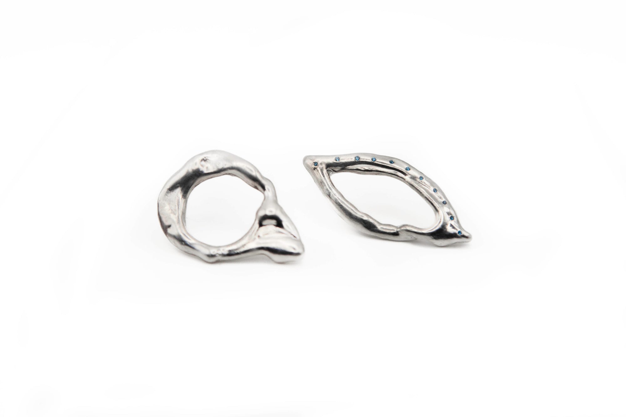 MELT hand-carved 925 sterling silver earrings with blue zircons