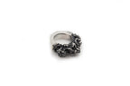CRATERE hand-carved 925 sterling silver ring with moon crater texture
