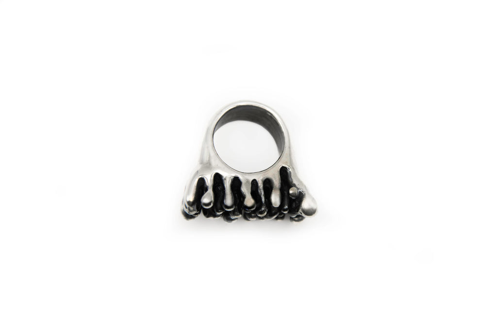 TENDRA hand-carved 925 sterling silver ring with mysterious deep-sea inspired design