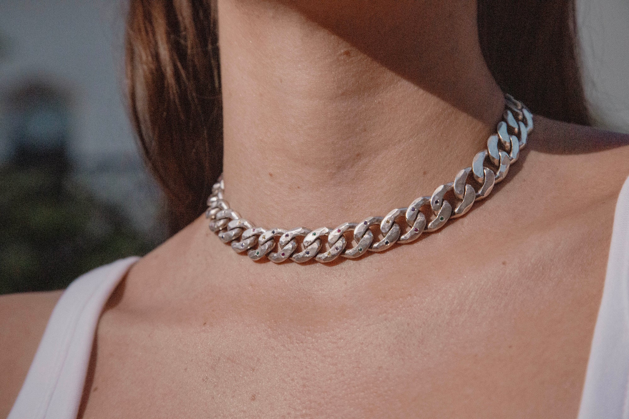 CONCRETE JUNGLE 925 sterling silver cuban chain with zircon stones