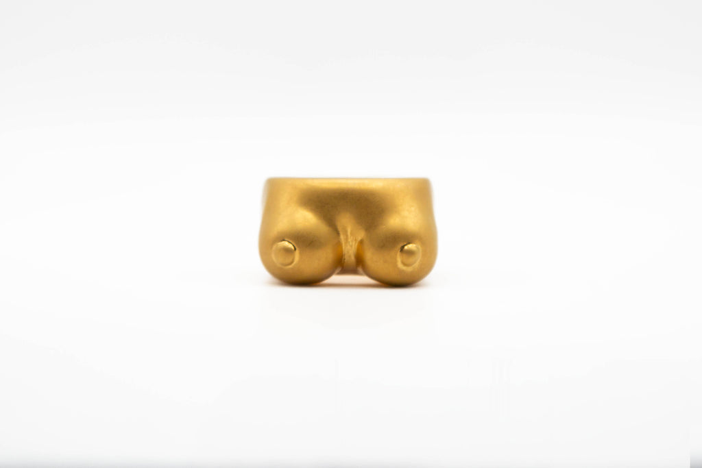 SILHOU - GOLD hand-carved 24K gold-plated brass ring featuring human silhouette design
