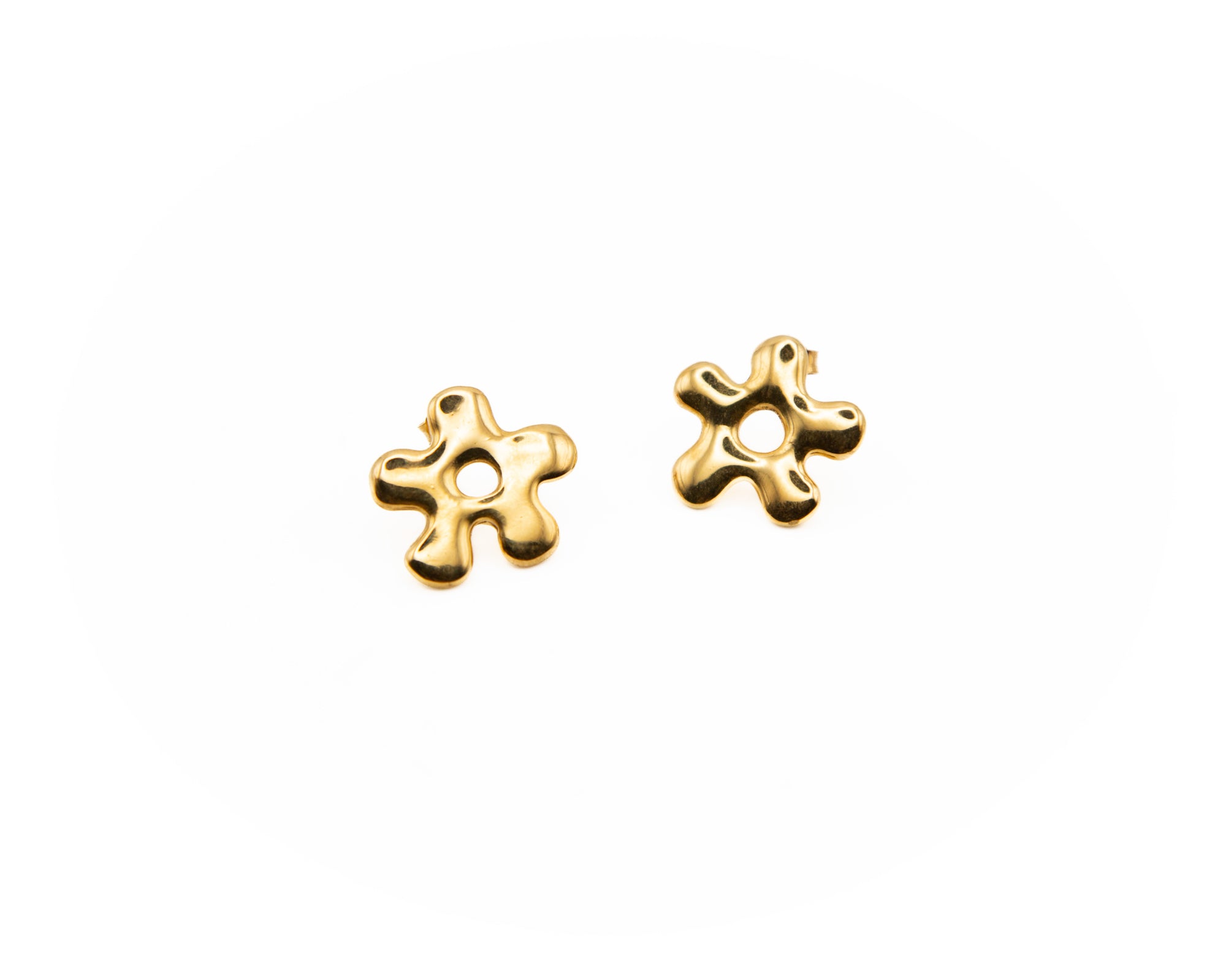 Flower-shaped earrings, gold, 925 sterling silver, hand-made