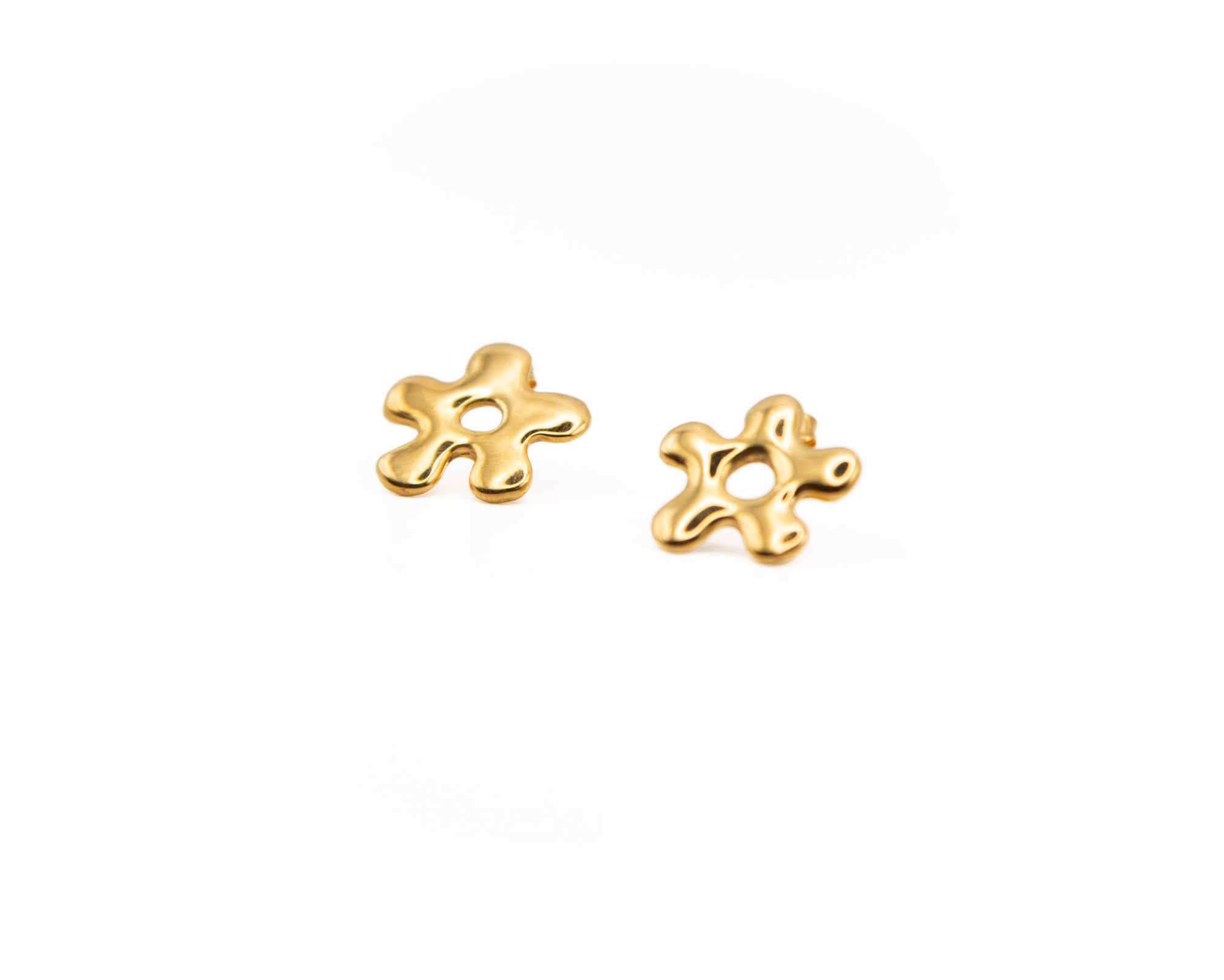 Flower-shaped earrings, gold, 925 sterling silver, hand-made