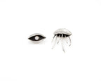 Eyes shaped earrings, Hand-carved 925 sterling silver earrings, moon stone