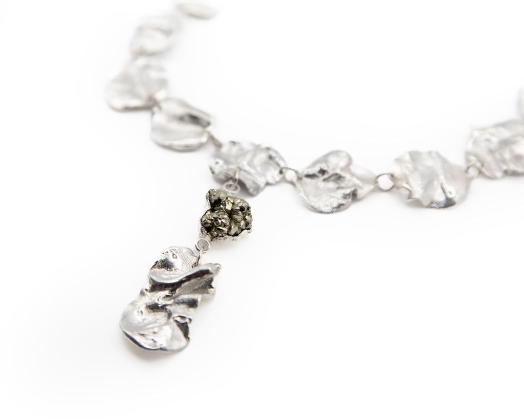 925 sterling silver necklace + pyrite stone.