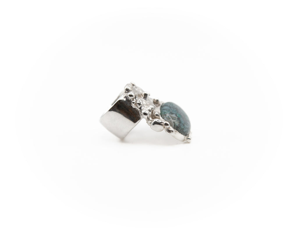 925 sterling silver + moss stone ring, andmade, ysl inspired
