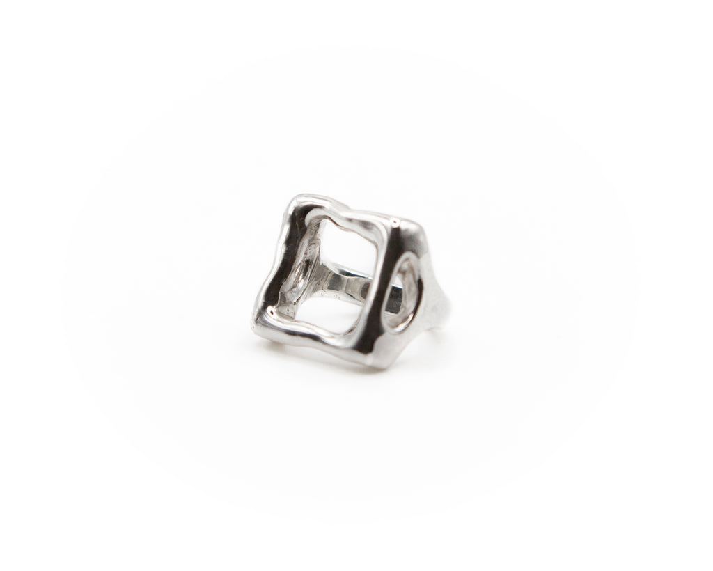 organic shaped ring, hand-carved in 925 sterling silver