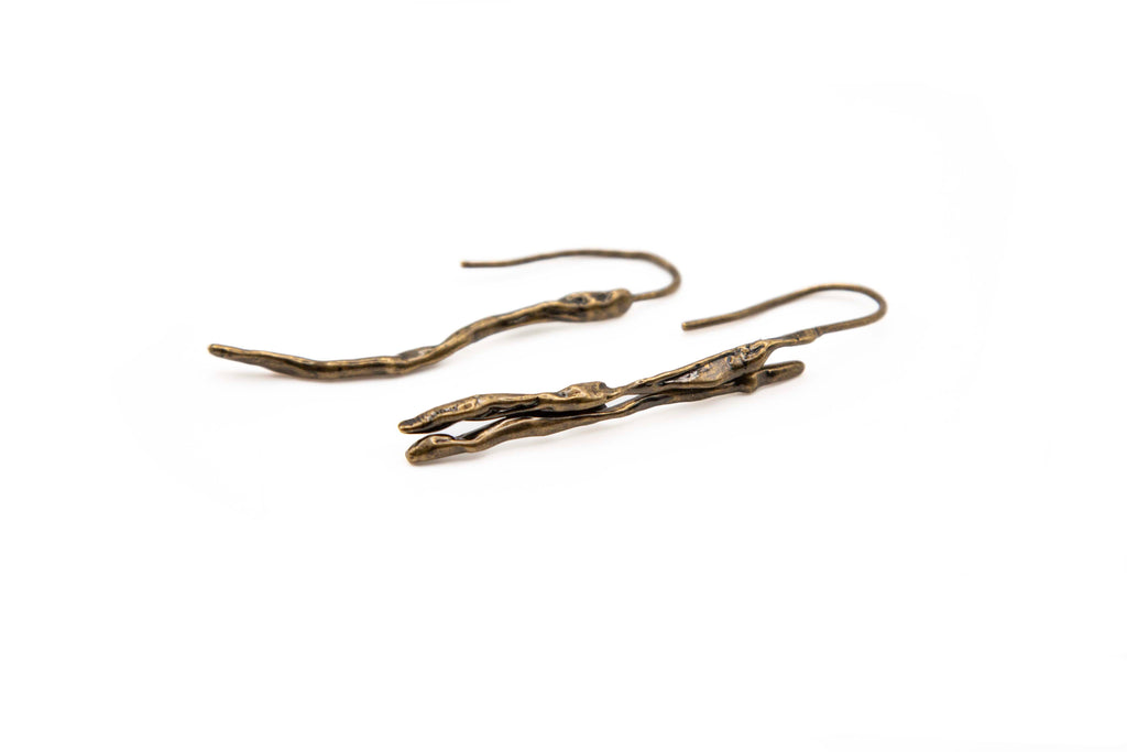 ANIME, pendant hand-carved 24K gold-plated brass earrings