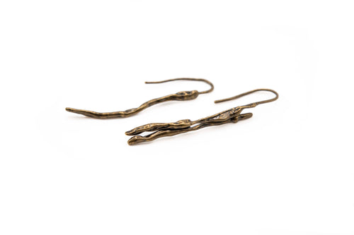 ANIME, pendant hand-carved 24K gold-plated brass earrings