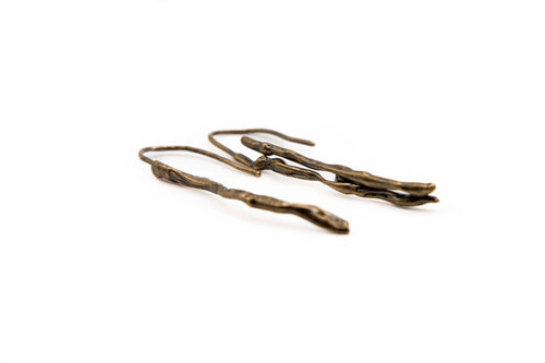 ANIME, pendant hand-carved 24K gold-plated brass earrings