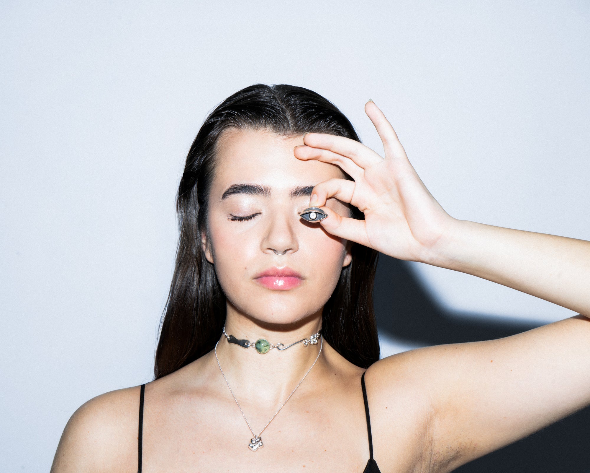 irregular, artsy small choker, hand-crafted in 925 sterling silver and paired with pendant