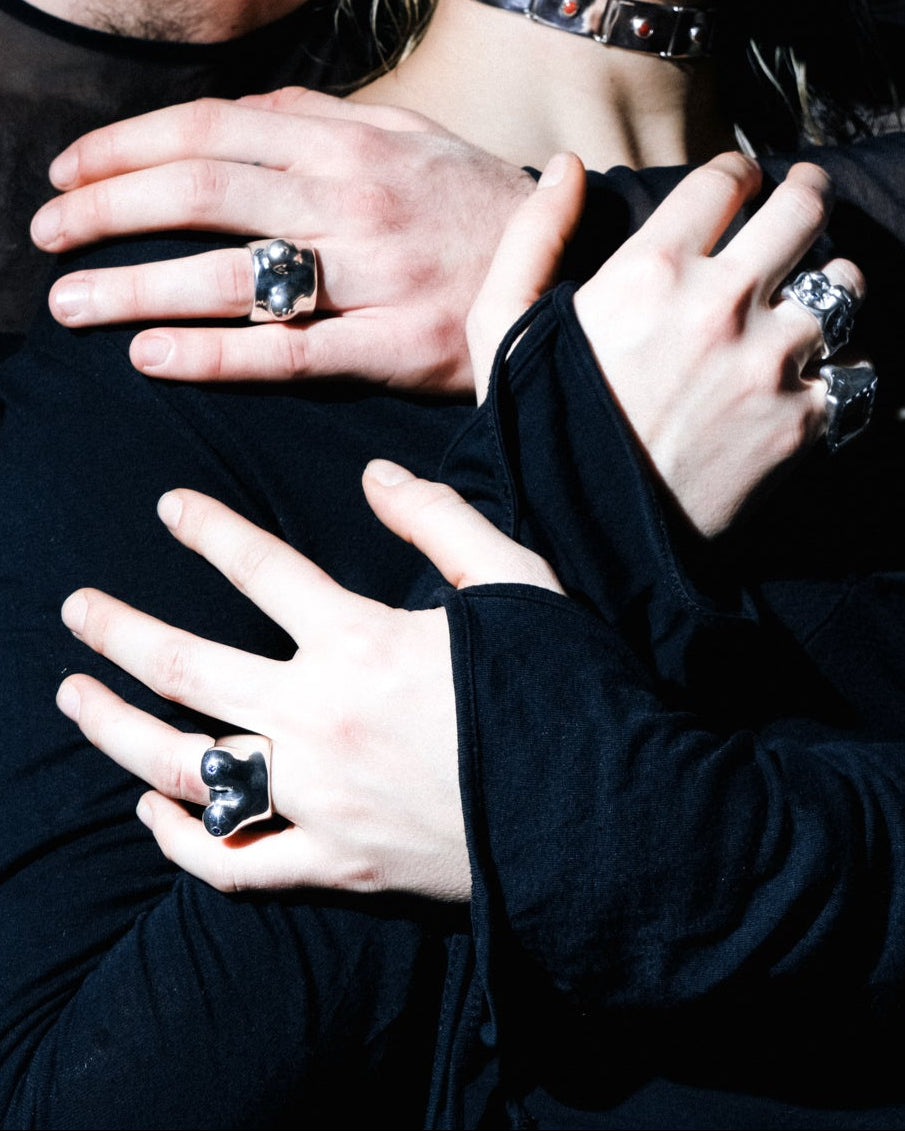 feminine body-shaped ring, cheeky, 925 sterling silver, hand-made