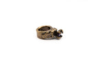 FABLE asymmetrical 24k gold-plated brass ring with hand-carved details. Lateral view.