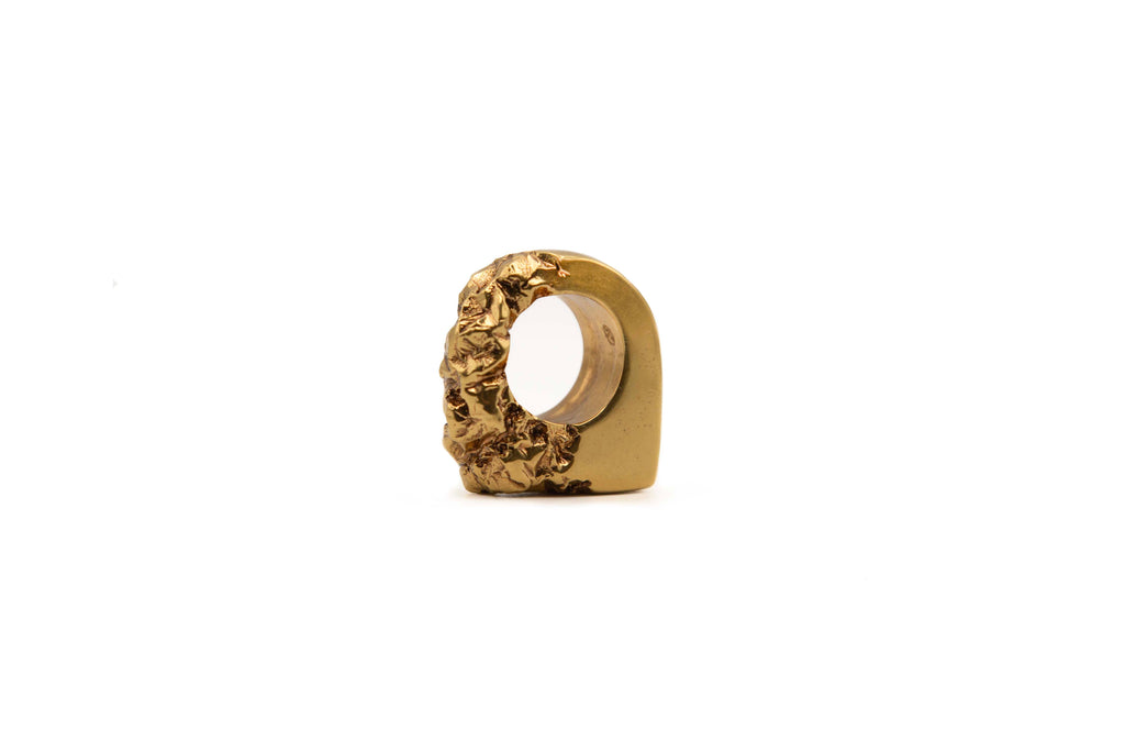DUALITÁ handmade 24K gold-plated brass ring showing duality concept