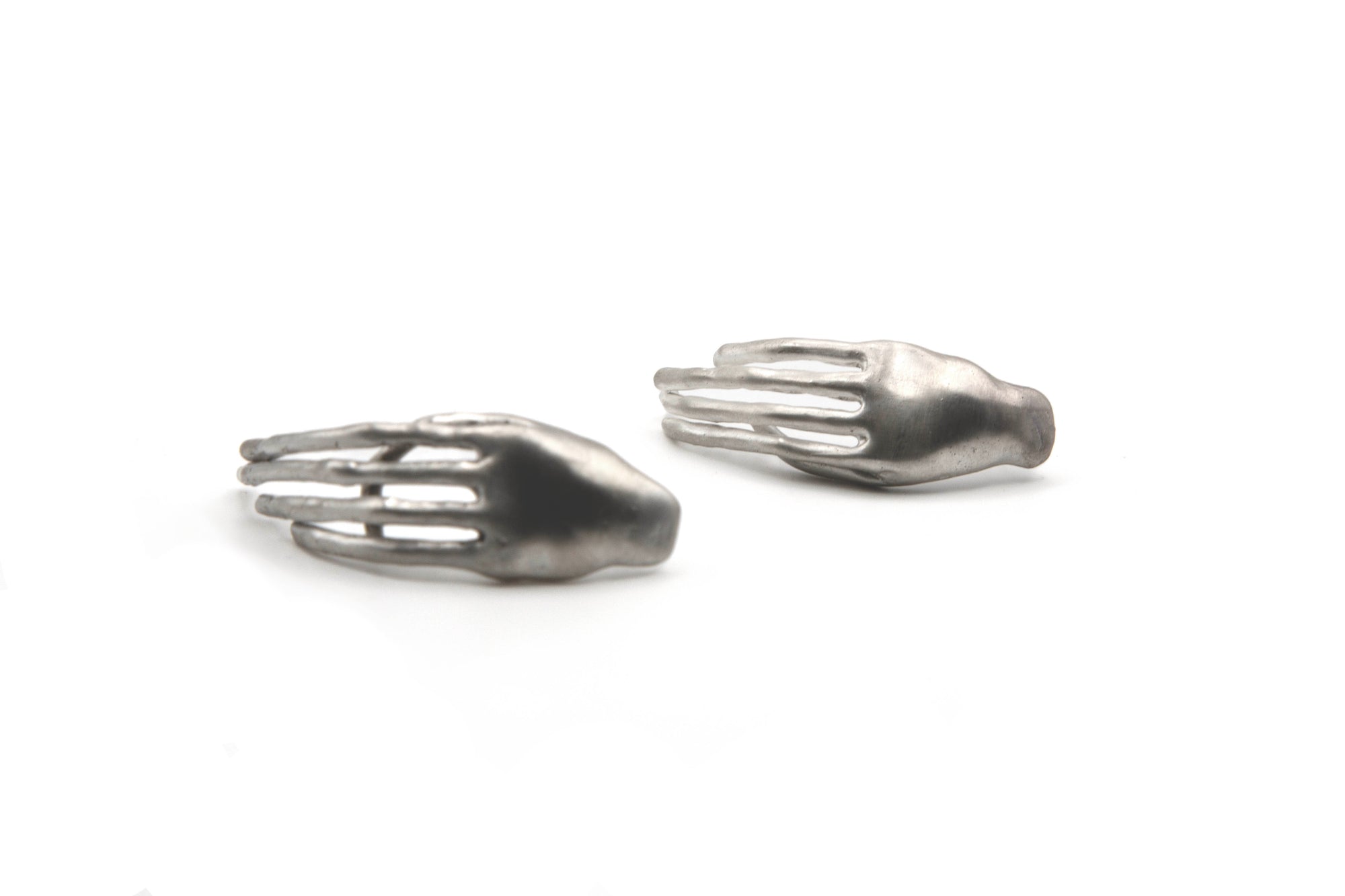 WHISPERING HANDS hand-carved 925 sterling silver earrings inspired by silent communication