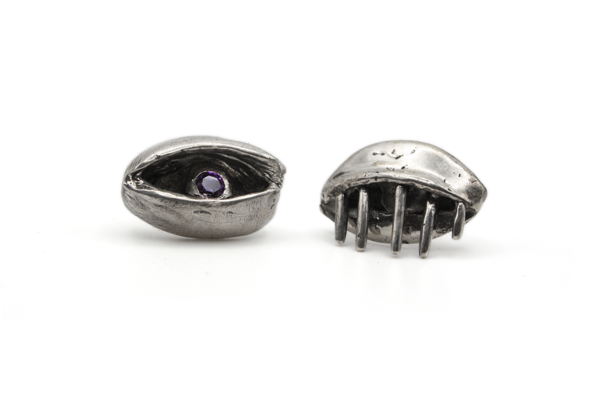 EYES WIDE SHUT hand-carved 925 sterling silver earrings inspired by Kubrick film