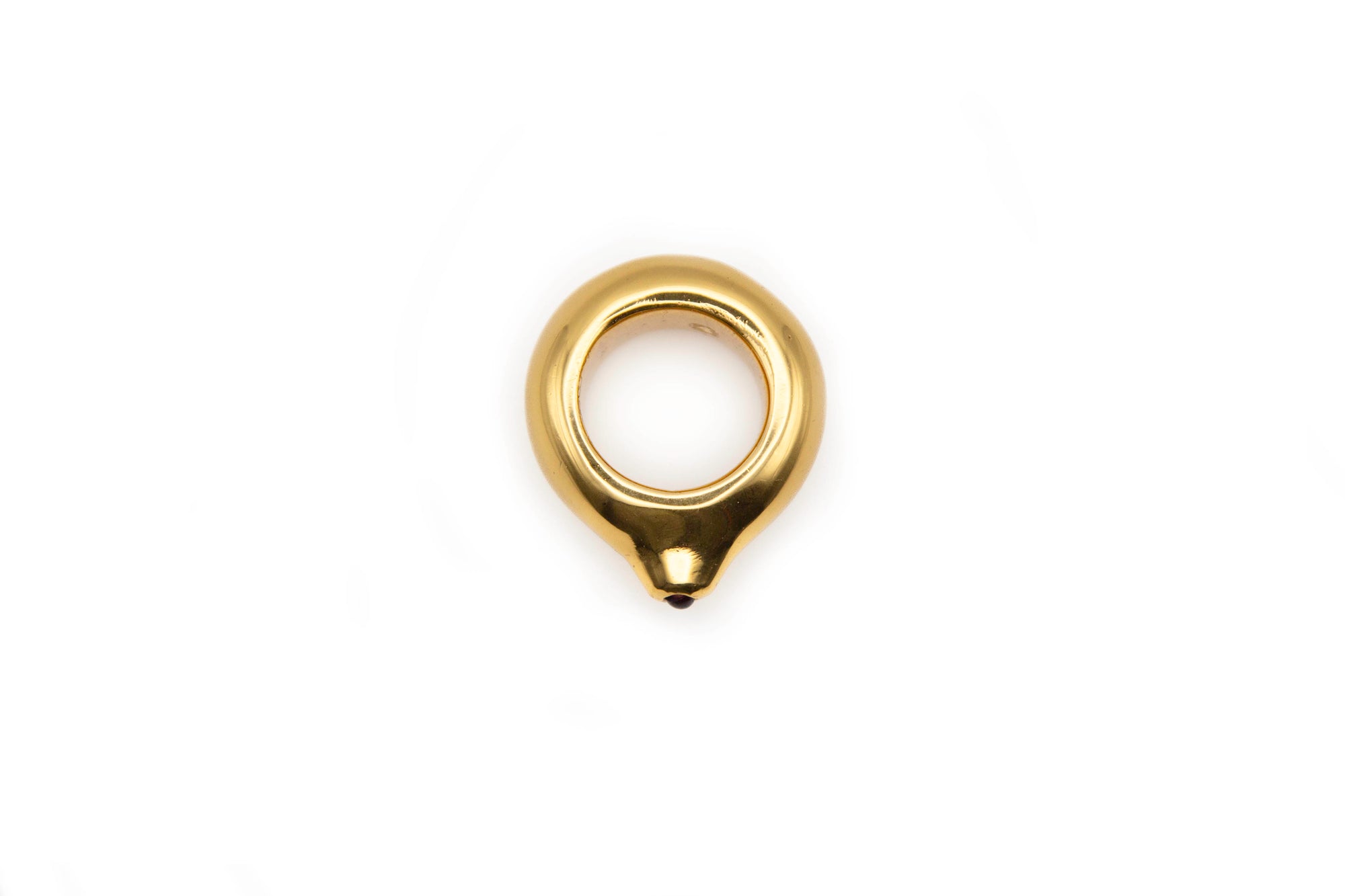 FEYNE ring, 24K gold-plates brass, red tourmaline stone, golden summit
