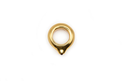 FEYNE ring, 24K gold-plates brass, red tourmaline stone, golden summit