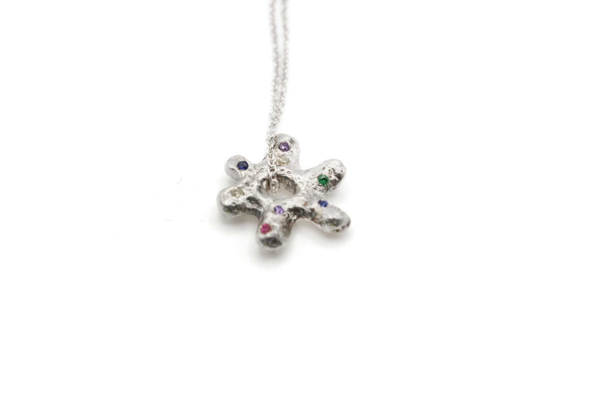 SOLO BLOOM hand-carved sterling silver necklace inspired by Art Nouveau movement