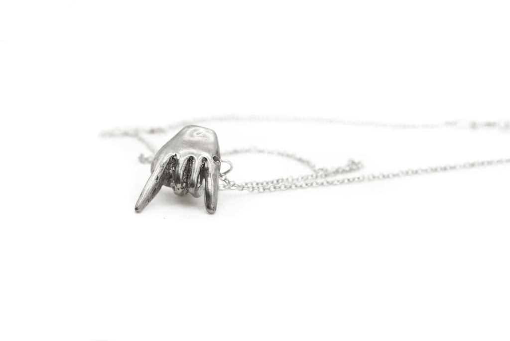 STAGE DIVE hand-carved 925 sterling silver necklace with rock-and-roll design