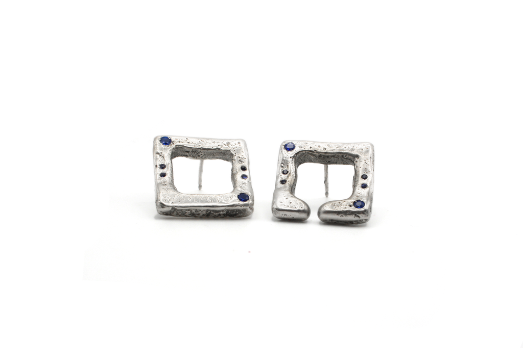 CONTINUUM hand-carved 925 sterling silver earrings with Hindu symbolism