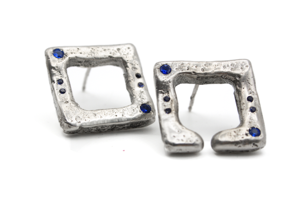 CONTINUUM hand-carved 925 sterling silver earrings with Hindu symbolism