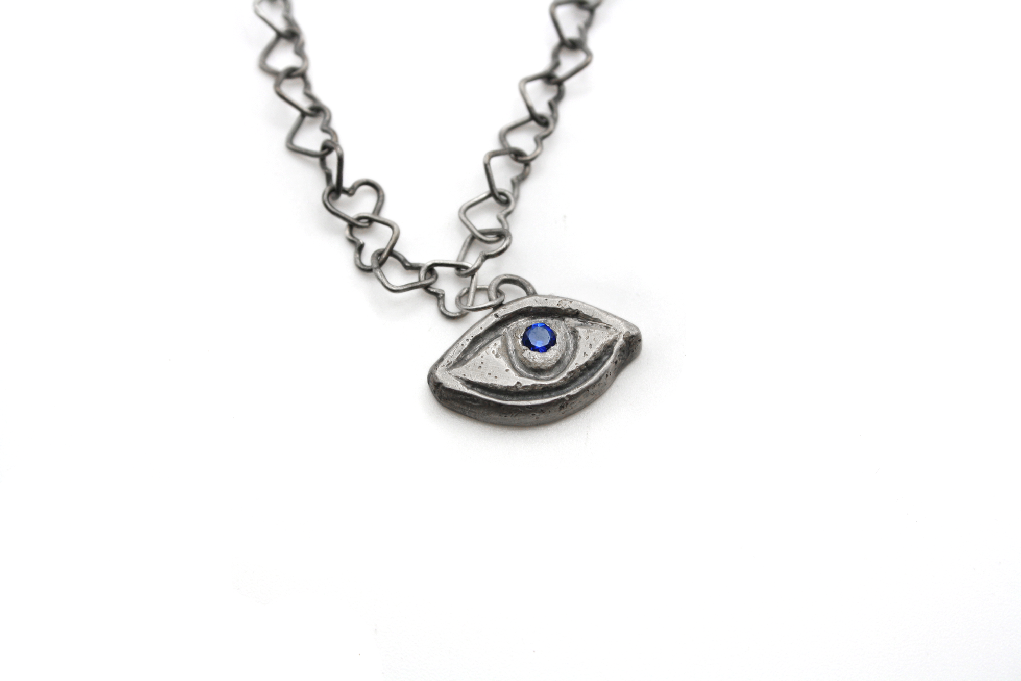 CUPID'S EYE handmade sterling silver choker with sand casting and oxidated finish