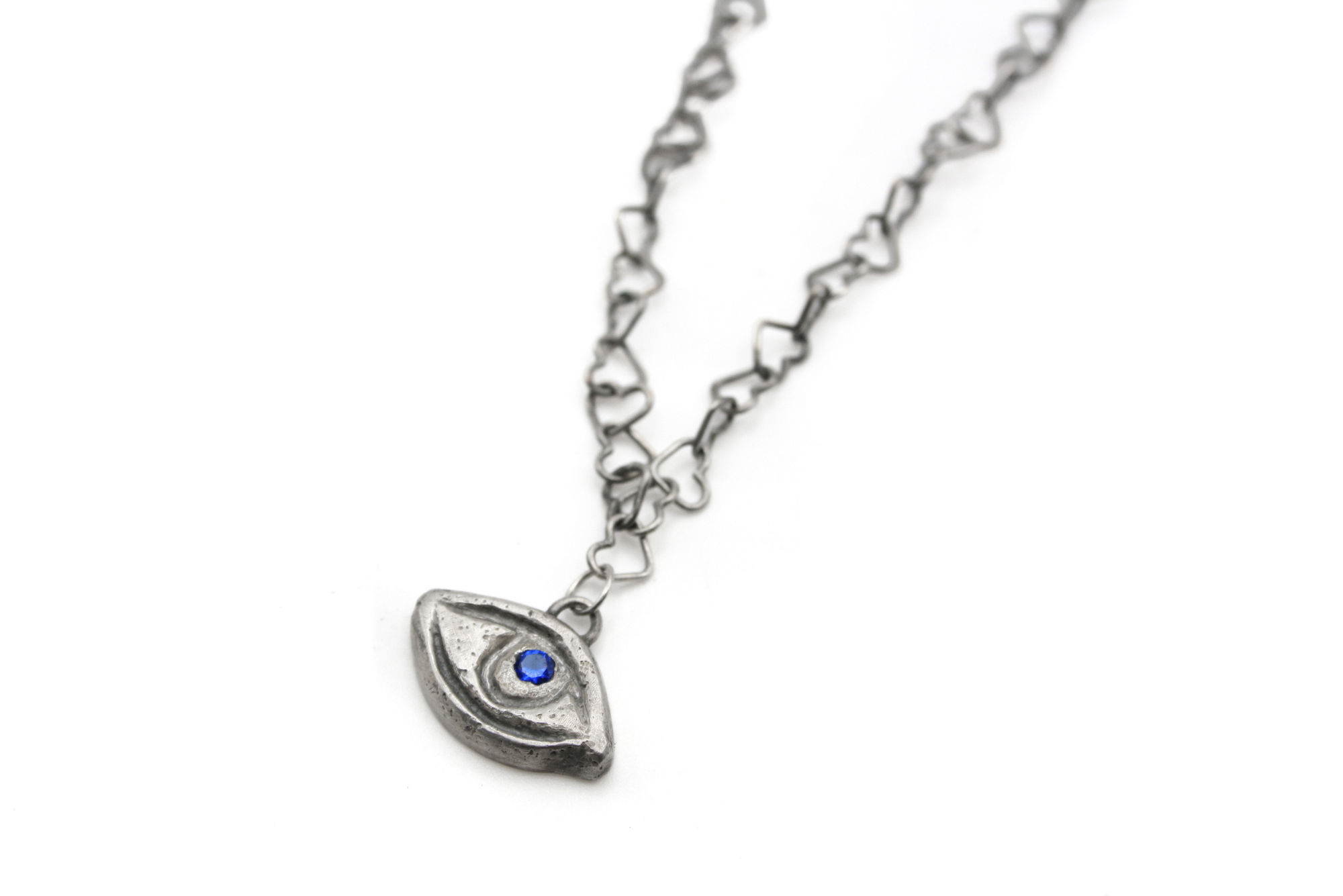CUPID'S EYE handmade sterling silver choker with sand casting and oxidated finish