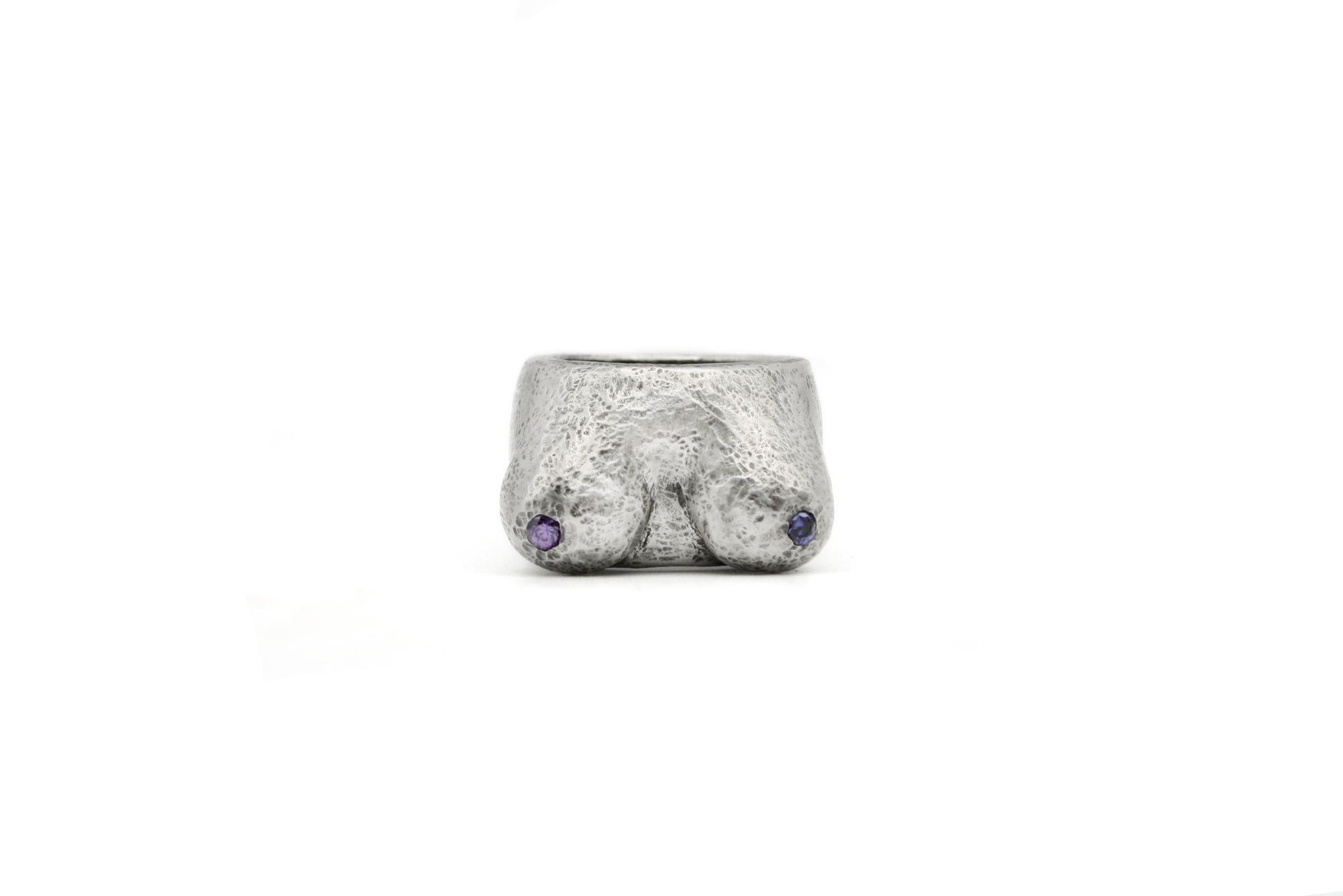 TRIPLE NIPPLE hand-carved sterling silver ring celebrating body diversity
