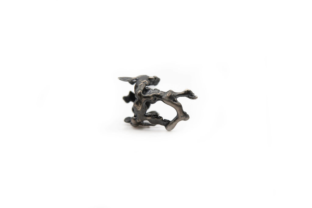 SILO hand-carved 925 sterling silver ring with oxidized finish